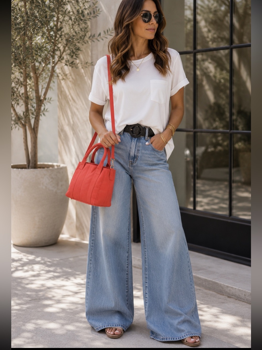 ShopEvelynne Red Canvas Tote with Removable Strap